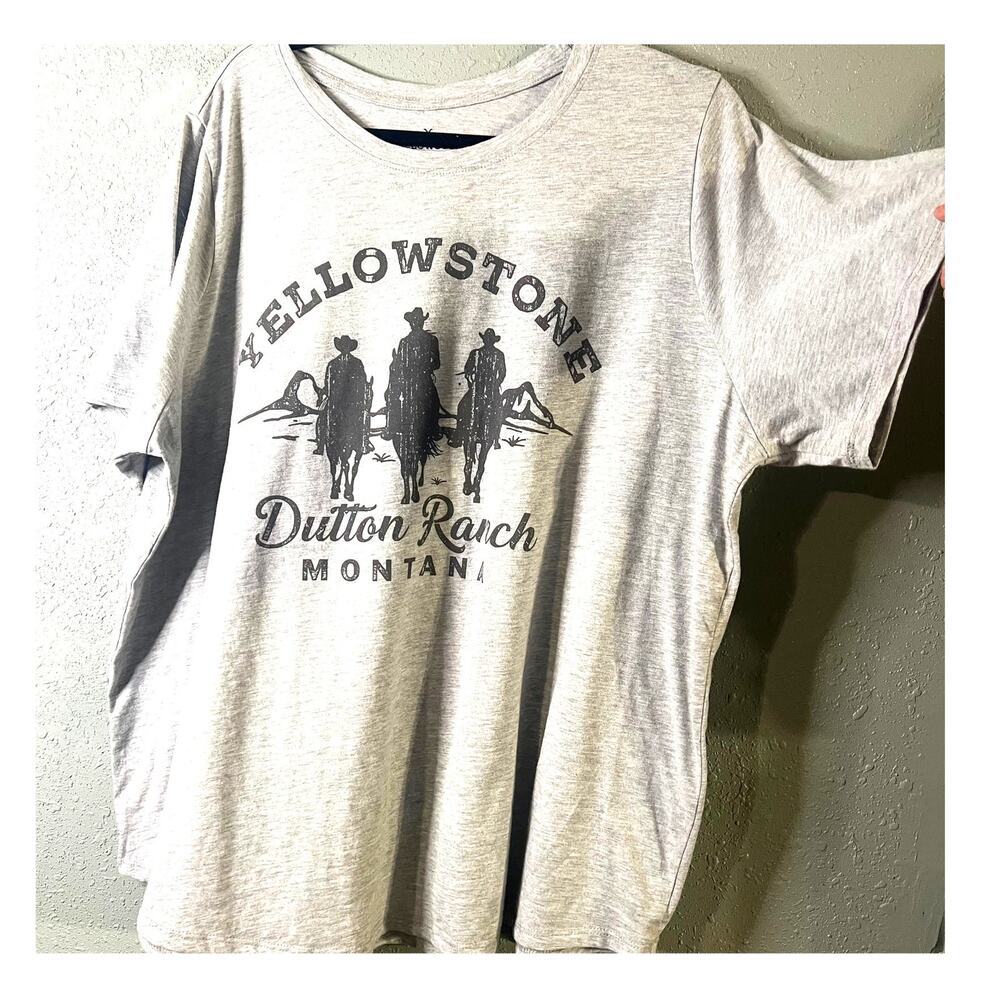 Yellowstone DUTTON RANCH MONTANA Unisex Grey 2XL t shirt Western Cowboy Horses